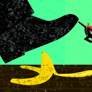 Leinwandbild Bananenschale Und Retro-Superheld