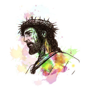 Leinwandbild Jesus Malte In Aquarell