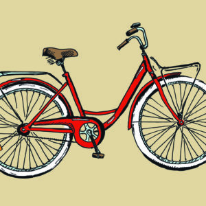 Leinwandbild Gezeichnetes Fahrrad Im Retro-Stil