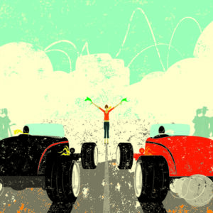 Leinwandbild Ein Retro-Autorennen