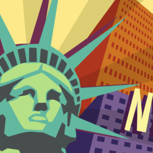 Leinwandbild Buntes New York Im Retro-Stil