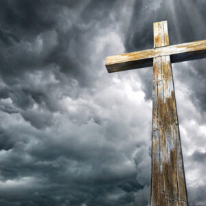 Leinwandbild Kreuz Auf Dem Hintergrund Von Wolken