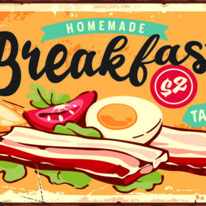 Leinwandbild Englisches Frühstück Im Retro-Stil