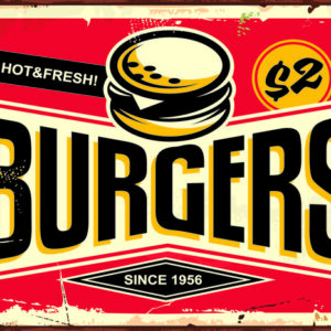 Leinwandbild Fast-Food-Restaurant-Tafel Im Retro-Stil