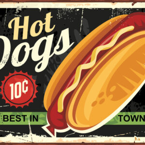 Leinwandbild Hot Dogs-Weinlese