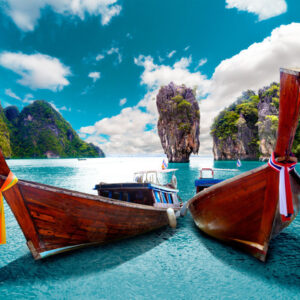 Mehrteiliges Bild Boote In Der Andamanensee In Thailand