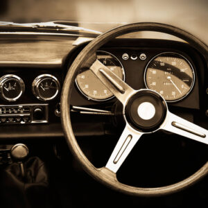 Mehrteiliges Bild Das Armaturenbrett Eines Oldtimers