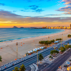 Mehrteiliges Bild Sonnenaufgangsansicht Von Copacabana-Strand Und Avenida