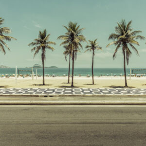 Mehrteiliges Bild Palmen Am Strand Von Ipanema In Rio De Janeiro