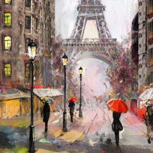 Mehrteiliges Bild Ansicht Der Straße Von Paris Wie Gemalt