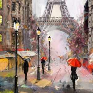 Mehrteiliges Bild Ansicht Der Straße Von Paris Wie Gemalt