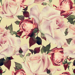 Tapete Blumen-Rosen Im Vintage-Aquarell-Stil