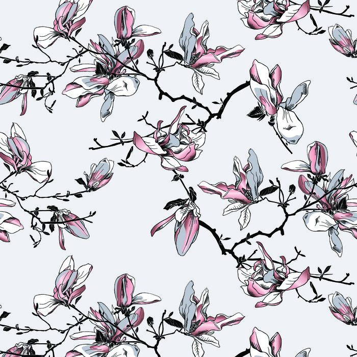 Tapete Aquarell Magnolienblüten