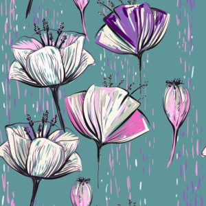 Tapete Bemalte Tulpen