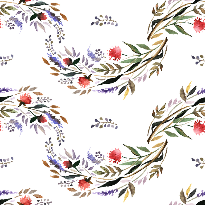 Tapete Aquarell Blumenmuster