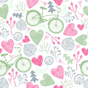 Tapete Gezeichneter Wald Mit Fahrrädern