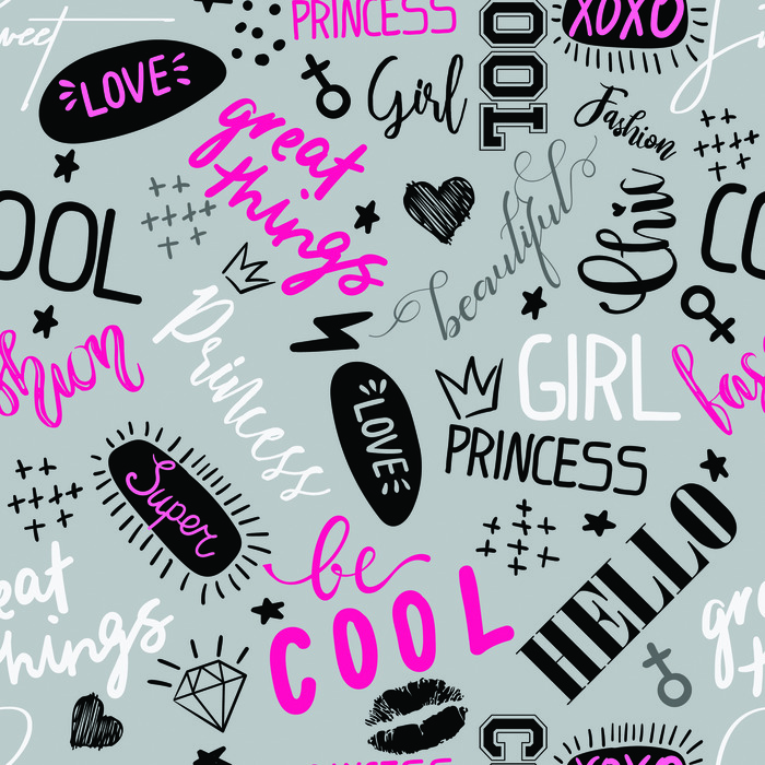 Tapete Mädchenhafte Typografie