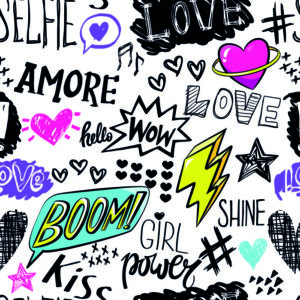 Tapete Mädchenhafte Slogans