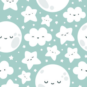 Tapete Glückliche Sterne, Wolken Und Monde