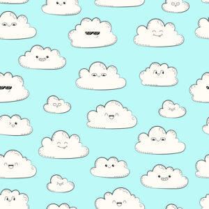 Tapete Für Kinder - Fröhliche Wolken