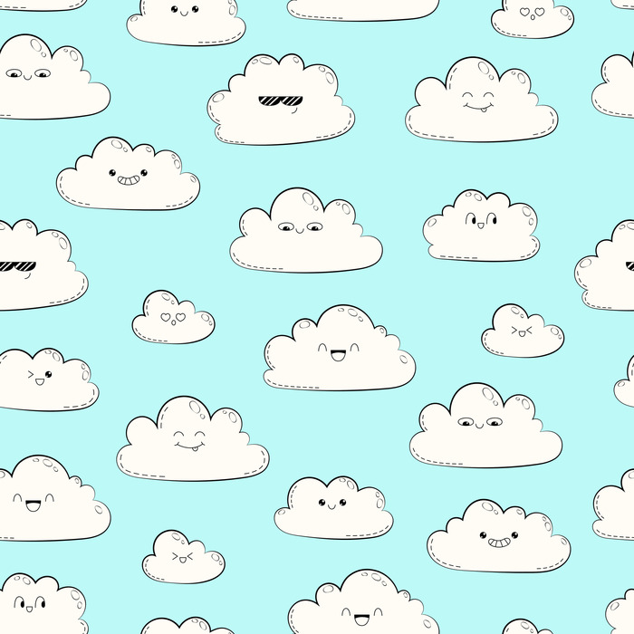 Tapete Für Kinder - Fröhliche Wolken