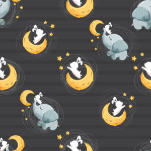 Tapete Elefanten Und Hasen Unter Den Sternen Und Monden