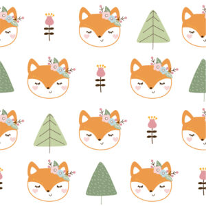 Tapete Füchse Mit Blumen