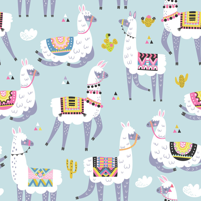 Tapete Die Lama-Kakteen-Natur Für Ein Kinderzimmer