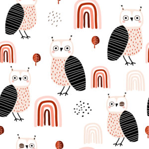 Tapete Eulen-Blätter