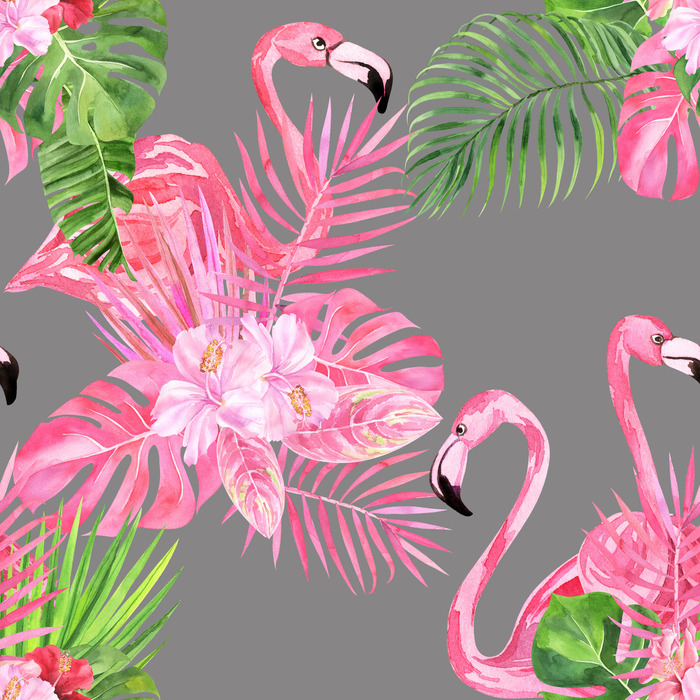 Tapete Flamingos Vögel Grüne Blätter Auch Im Corel Abgehobenen Betrag