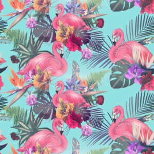 Tapete Flamingos, Blumen, Blätter, Natur, Schlafzimmer