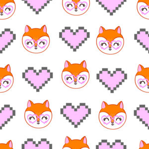 Tapete Fröhliche Füchse Mit Herzen